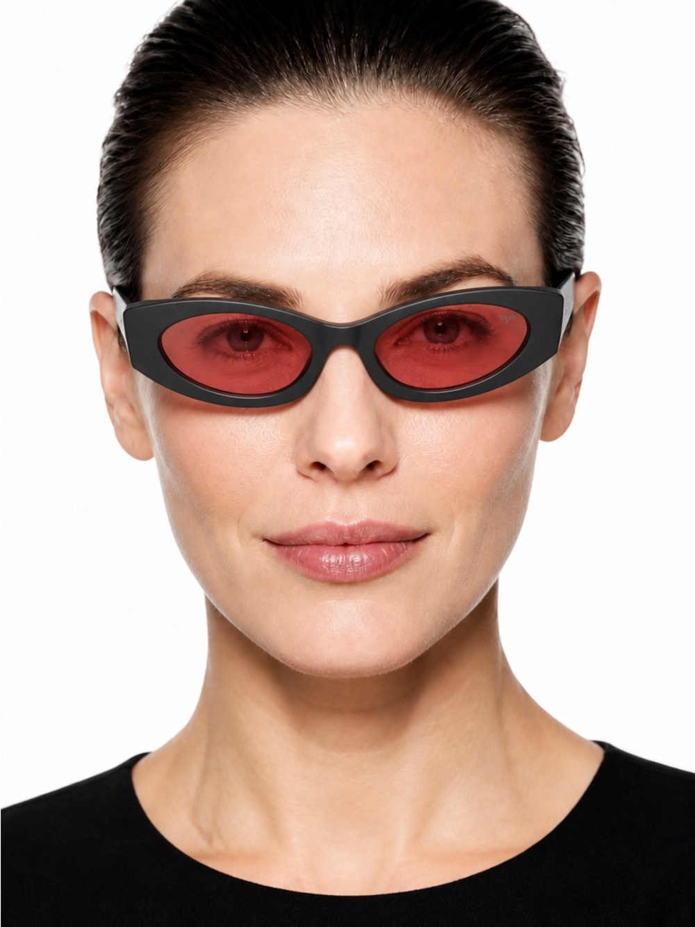 Women's Black Frame Sunglasses with Red Lenses